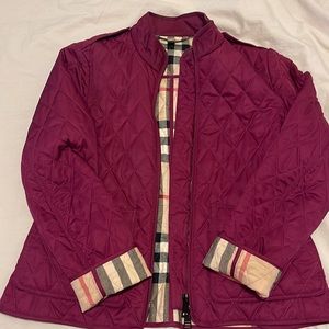 Fushia Burberry Brit quilted zipper coat size large